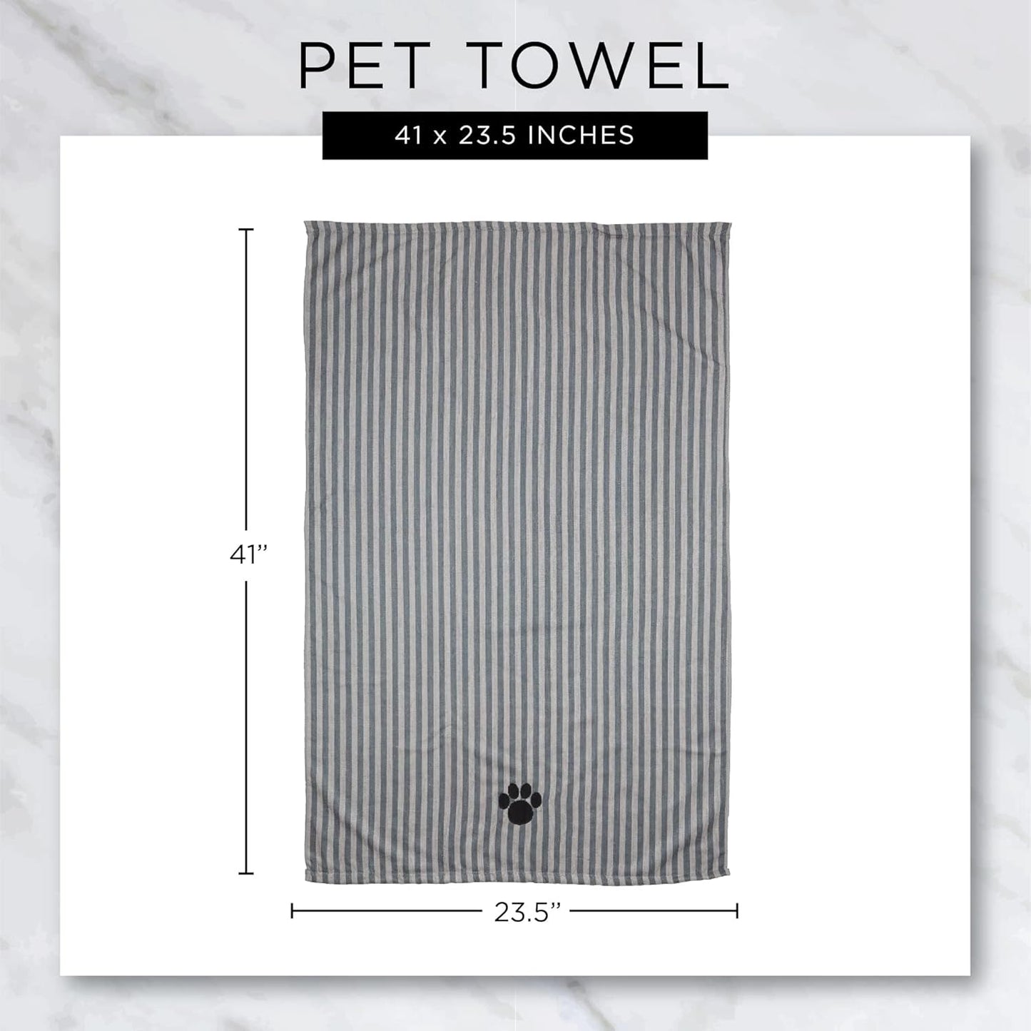 Pet Grooming Towel Collection Absorbent Microfiber X-Large, 41X23.5", Embroidered Taupe