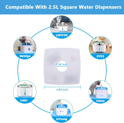 Cat Water Fountain Filter, Square 8 Packs Pet Water Fountain Filters, Cat Water Fountain Filter Replacement for Cat Water Fountain in 84Oz/2.5L