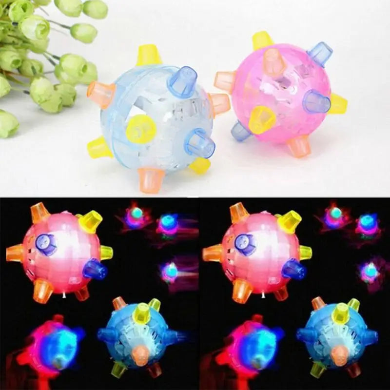 Luminous Jumping Balls Toys Flash Novelty Funny Music Dancing Balls Flashing Bouncing Ball for Dogs Chewing Pet Toys Cat Teaser