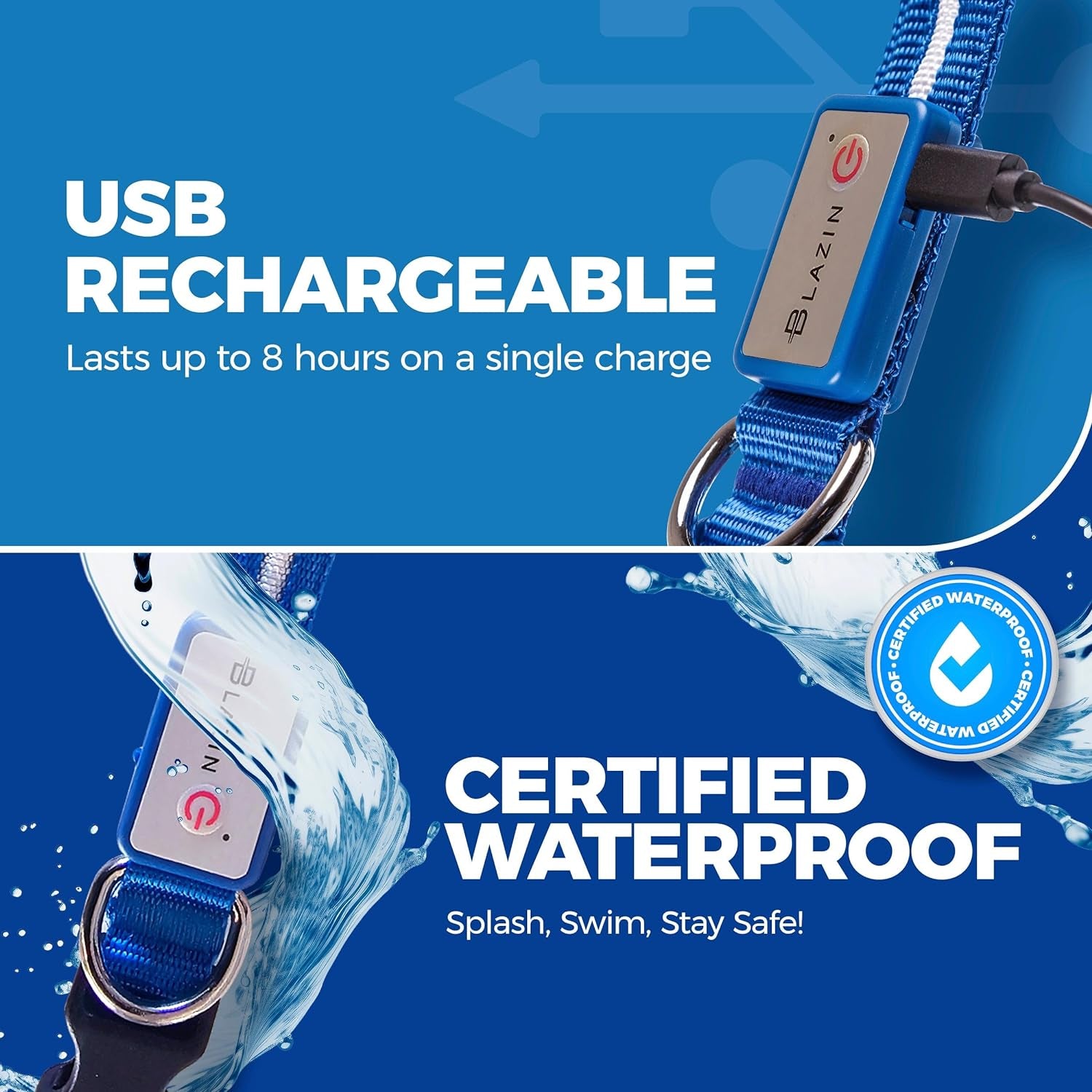 Light up Dog Collar - the Original LED Dog Collar - USB Rechargeable - Waterproof - 1,000 Feet of Visibility - Dog Collar Light for Small, Medium, Large Dogs - US Brand